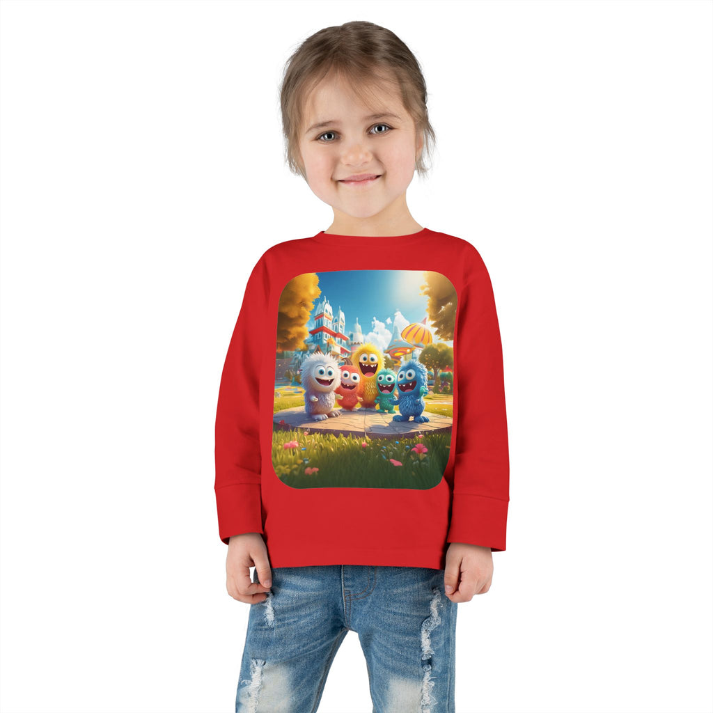 Toddler Tee — Colorful Cartoon Monster Friends Long Sleeve Shirt