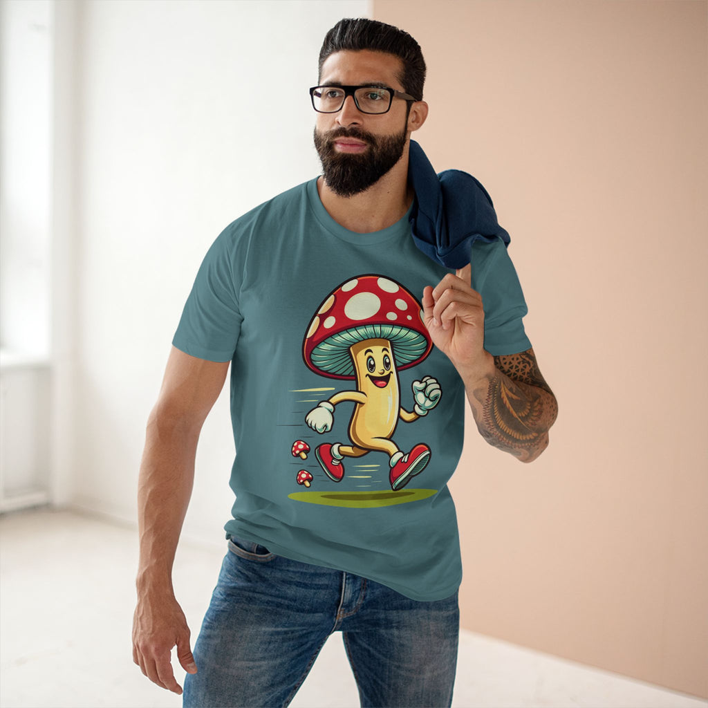 Happy Mushroom Running T-Shirt – Cute Retro Mushroom Character Tee