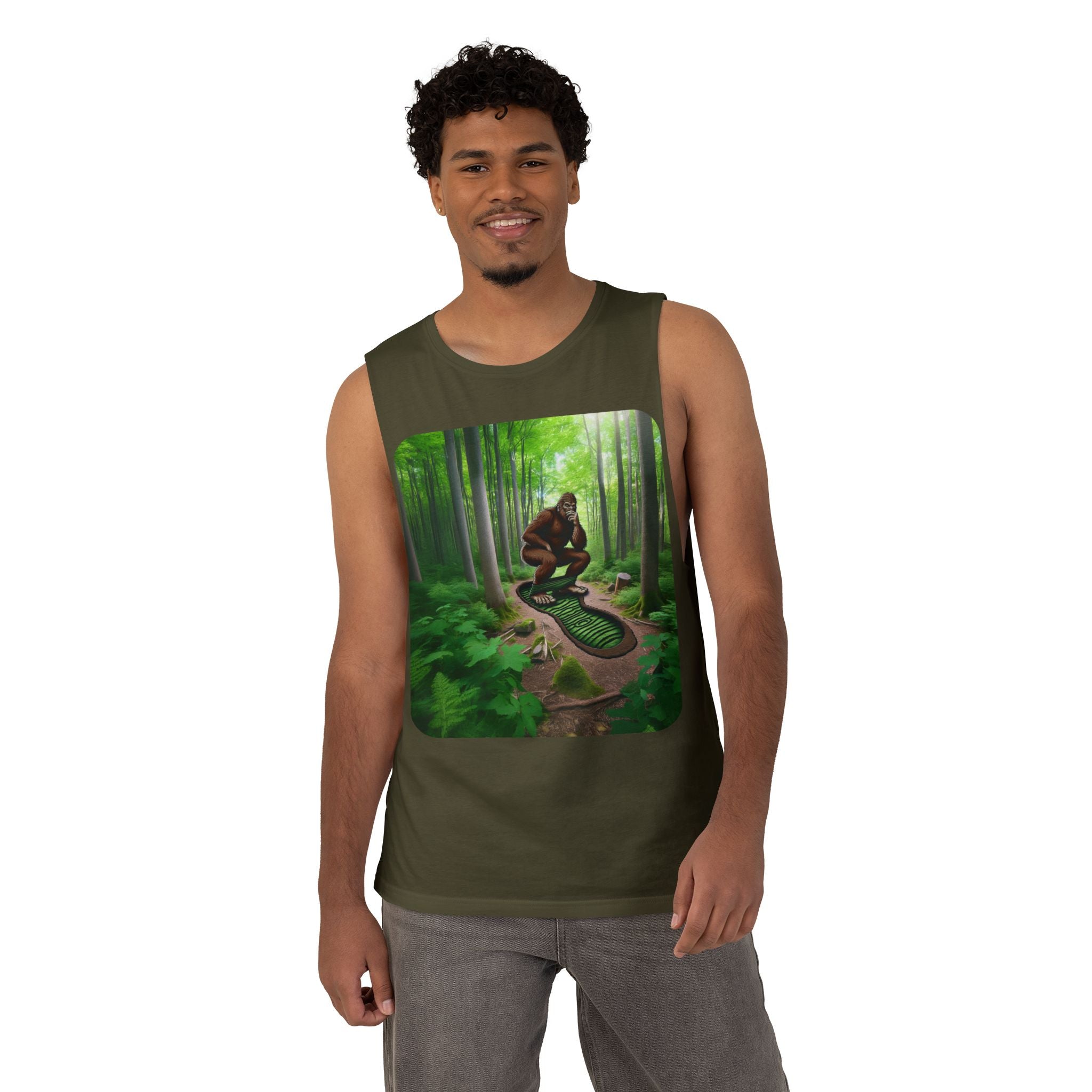 Bigfoot Forest Tank Top — Sasquatch Woodland Graphic Tank