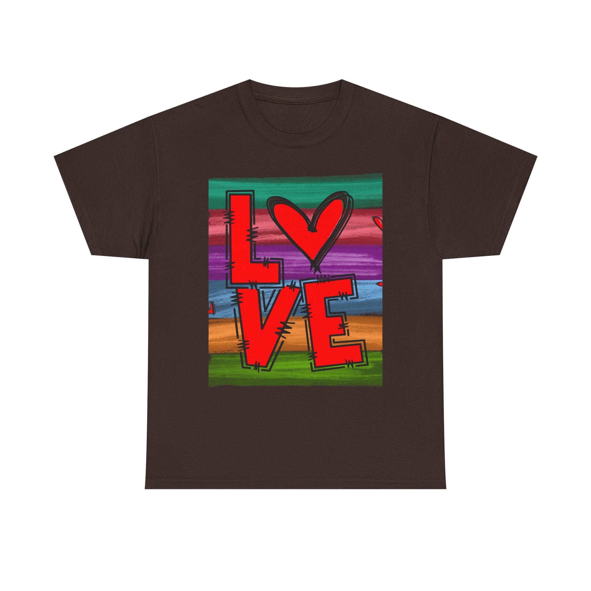 Love Heart Graphic Tee — Colorful Pop Art Valentine's T-Shirt