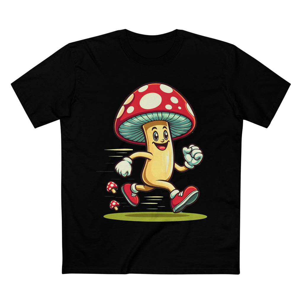 Happy Mushroom Running T-Shirt – Cute Retro Mushroom Character Tee