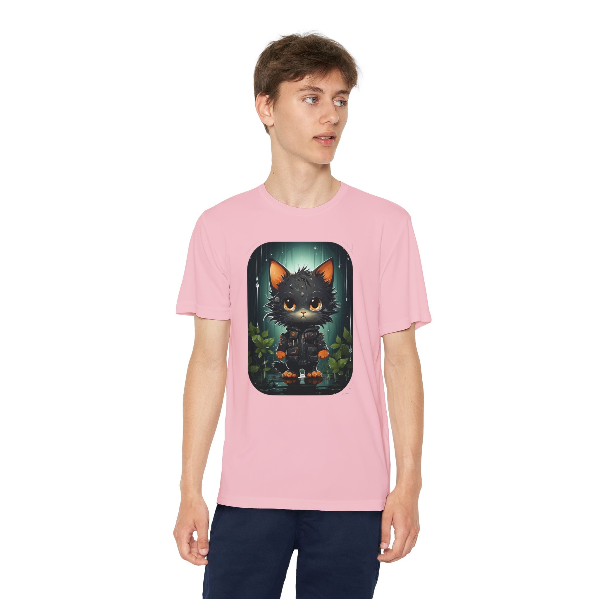 Youth Black Cat Competitor Tee — Cute Forest Kitten Graphic Shirt