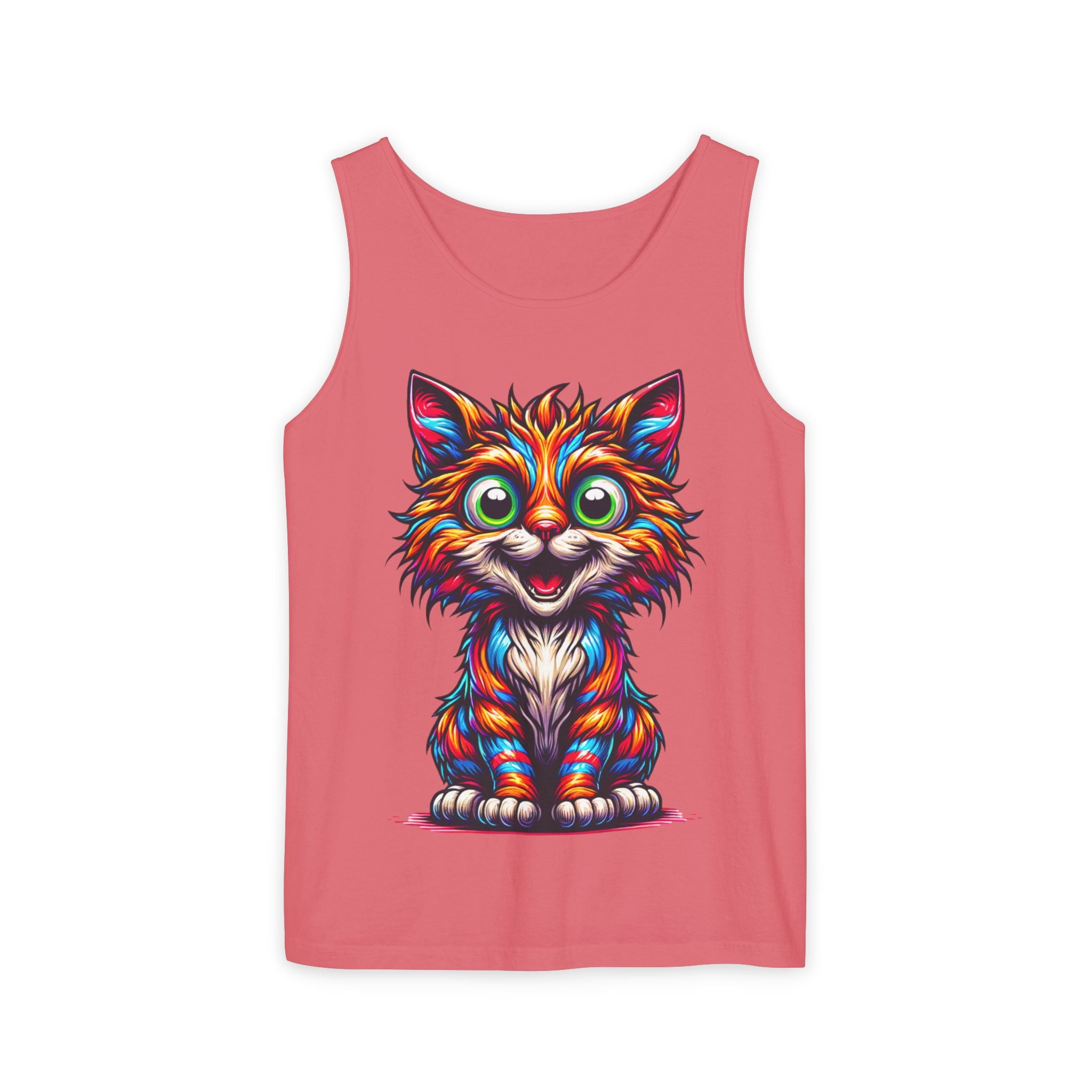 Psychedelic Cat Tank Top — Vibrant 1000-Color Art Print