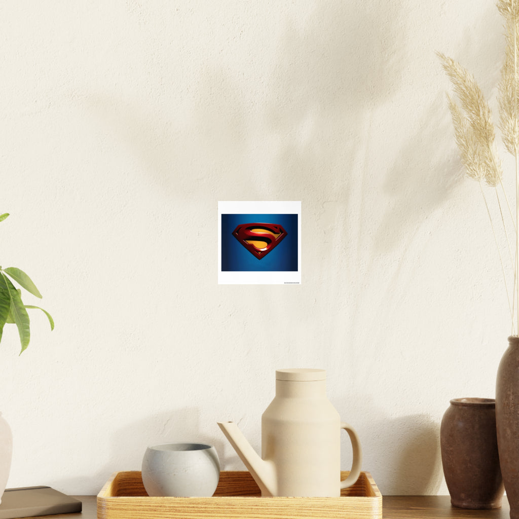 Superman Emblem Photo Art Poster — Retro Comic Logo Wall Print