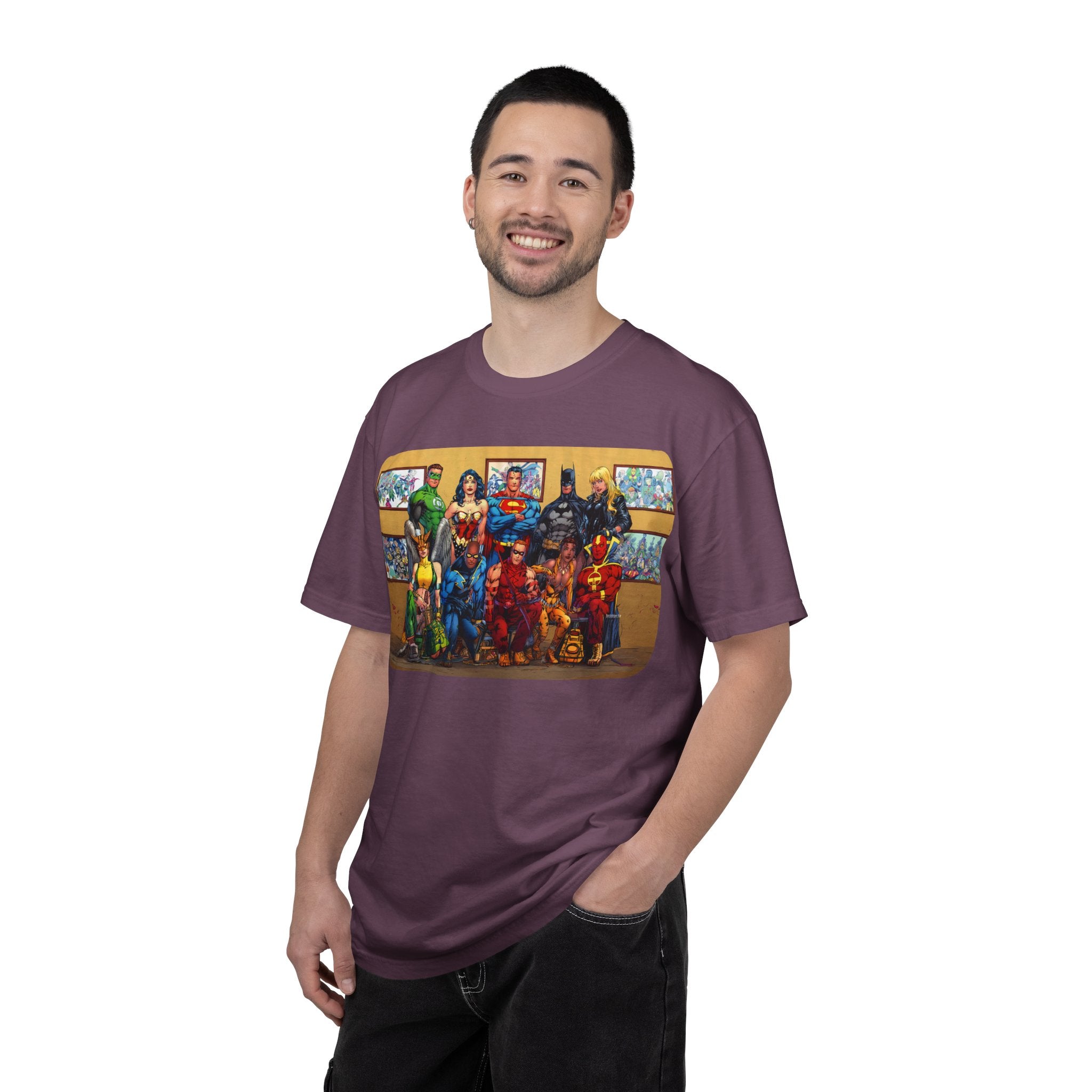 Superhero Team Photo T-Shirt — Vintage Comic Group Graphic Tee