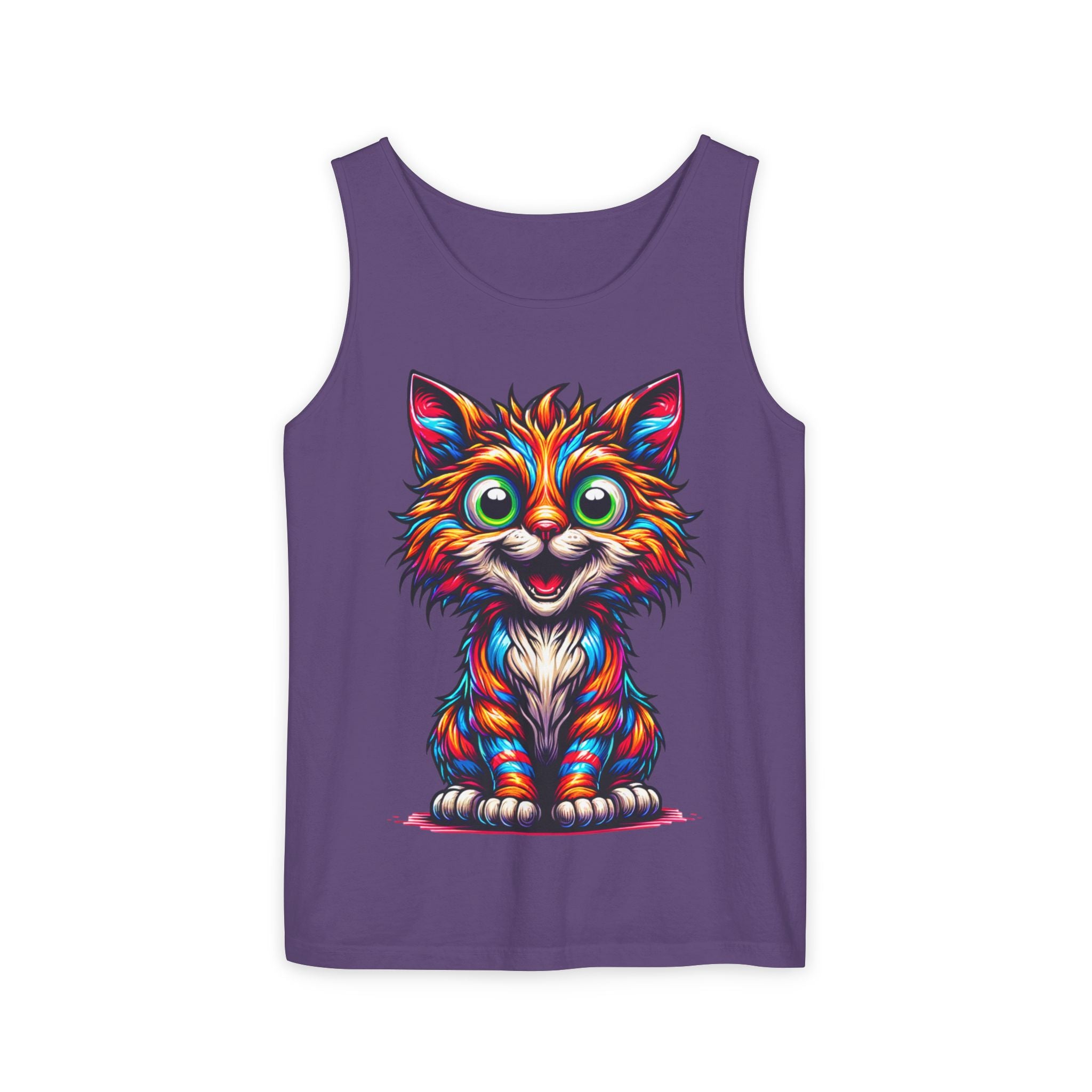 Psychedelic Cat Tank Top — Vibrant 1000-Color Art Print
