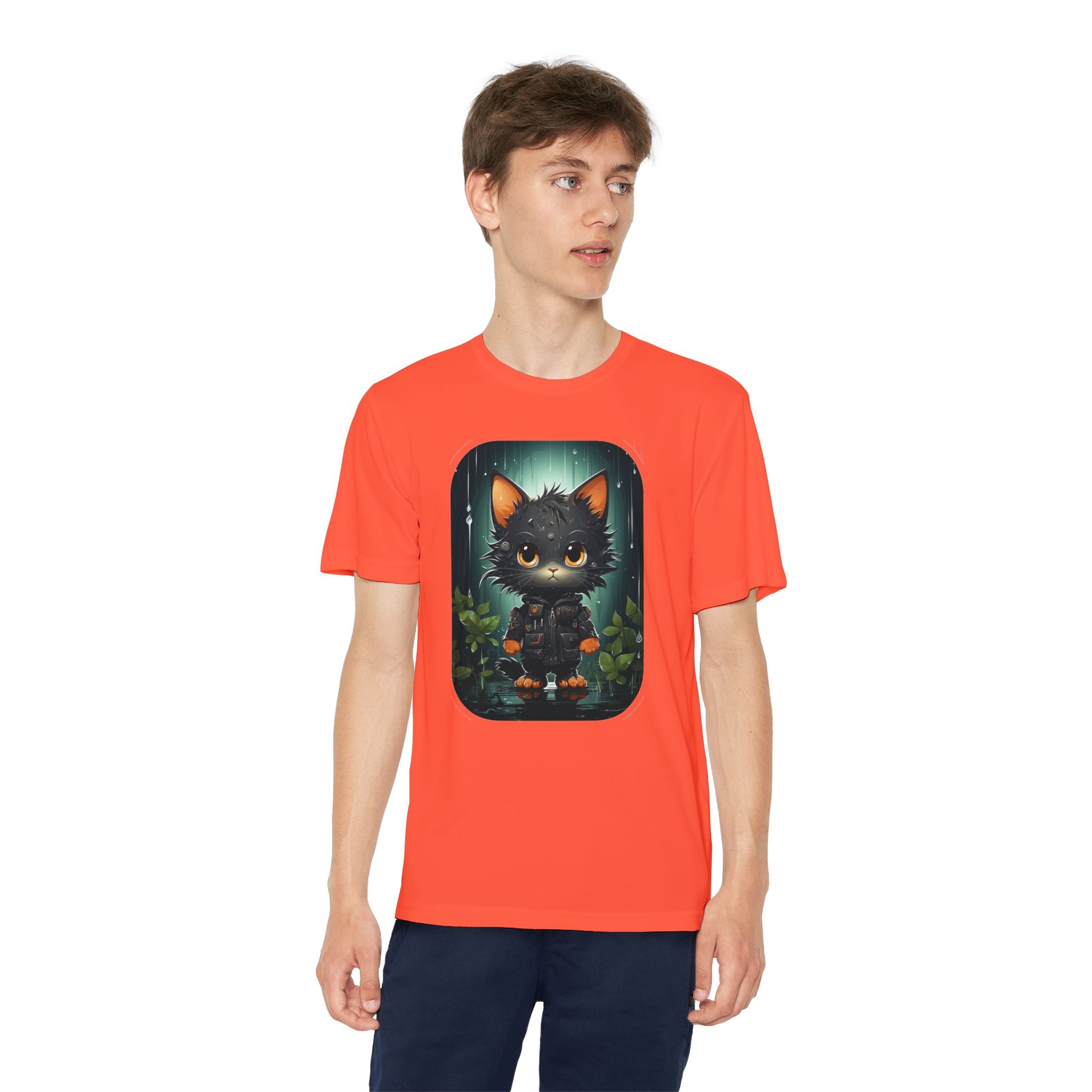 Youth Black Cat Competitor Tee — Cute Forest Kitten Graphic Shirt