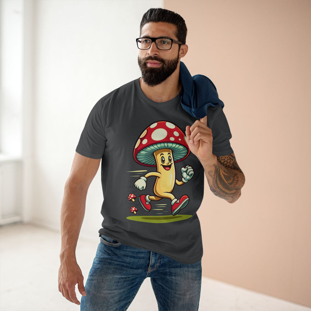 Happy Mushroom Running T-Shirt – Cute Retro Mushroom Character Tee