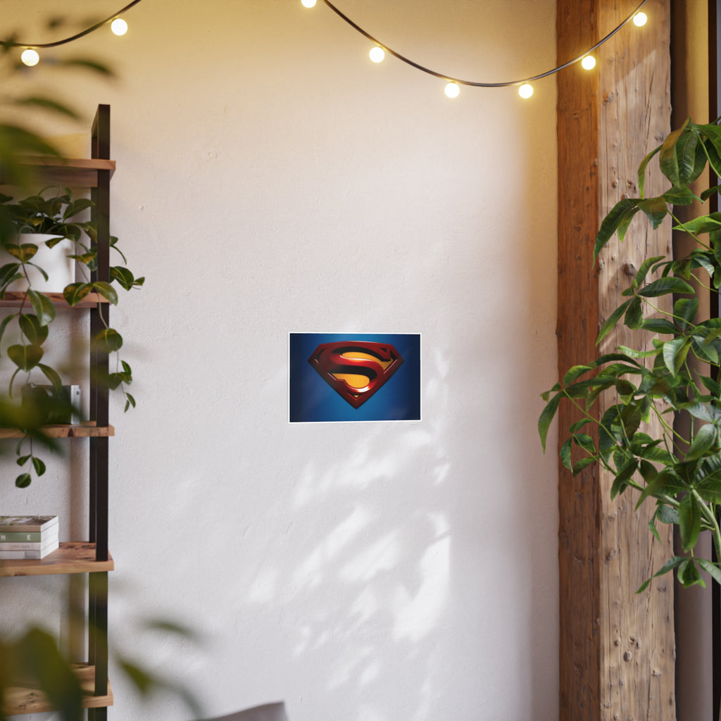 Superman Emblem Photo Art Poster — Retro Comic Logo Wall Print