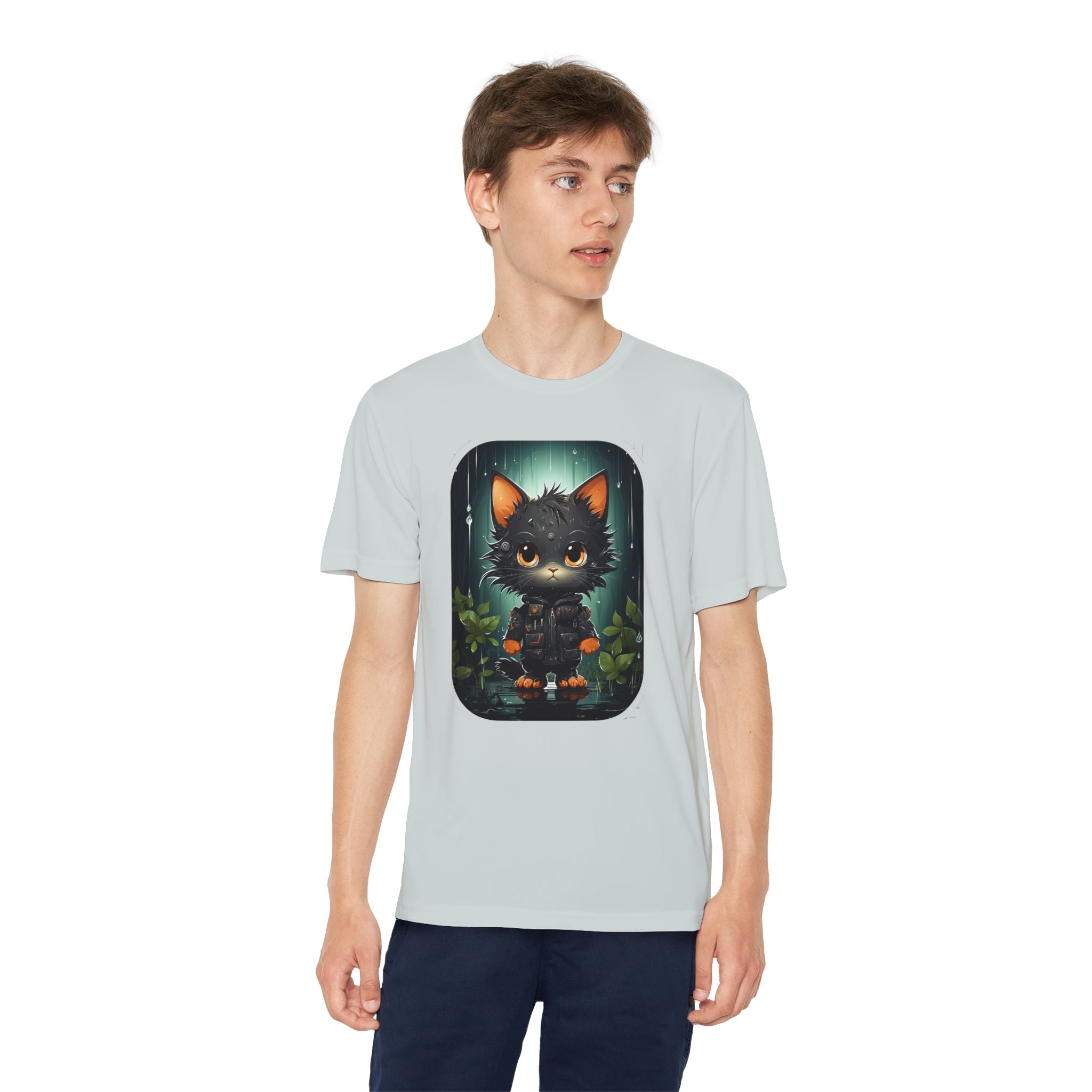 Youth Black Cat Competitor Tee — Cute Forest Kitten Graphic Shirt