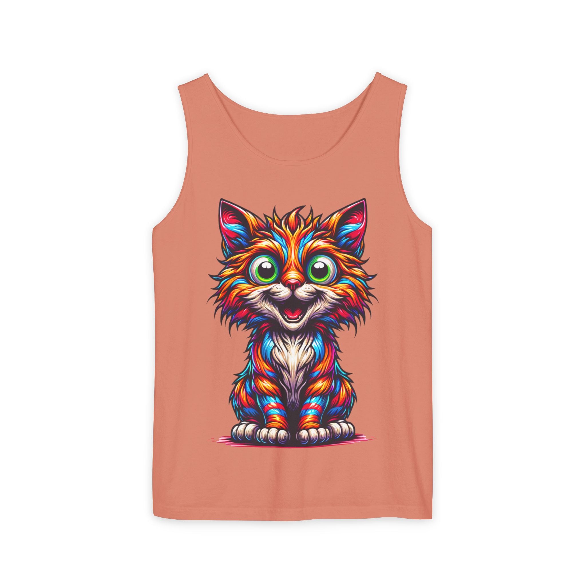 Psychedelic Cat Tank Top — Vibrant 1000-Color Art Print