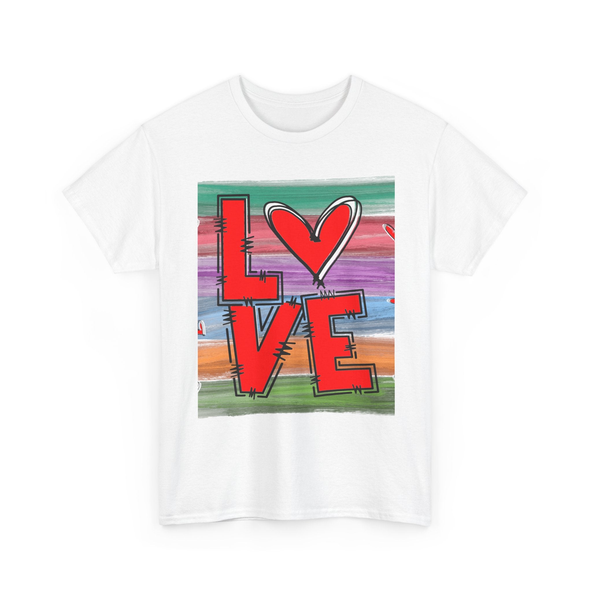 Love Heart Graphic Tee — Colorful Pop Art Valentine's T-Shirt