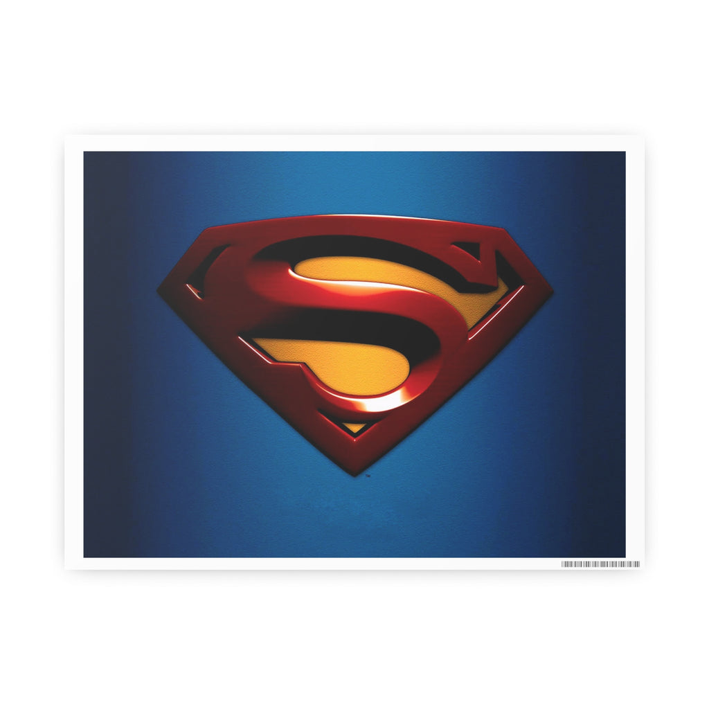 Superman Emblem Photo Art Poster — Retro Comic Logo Wall Print