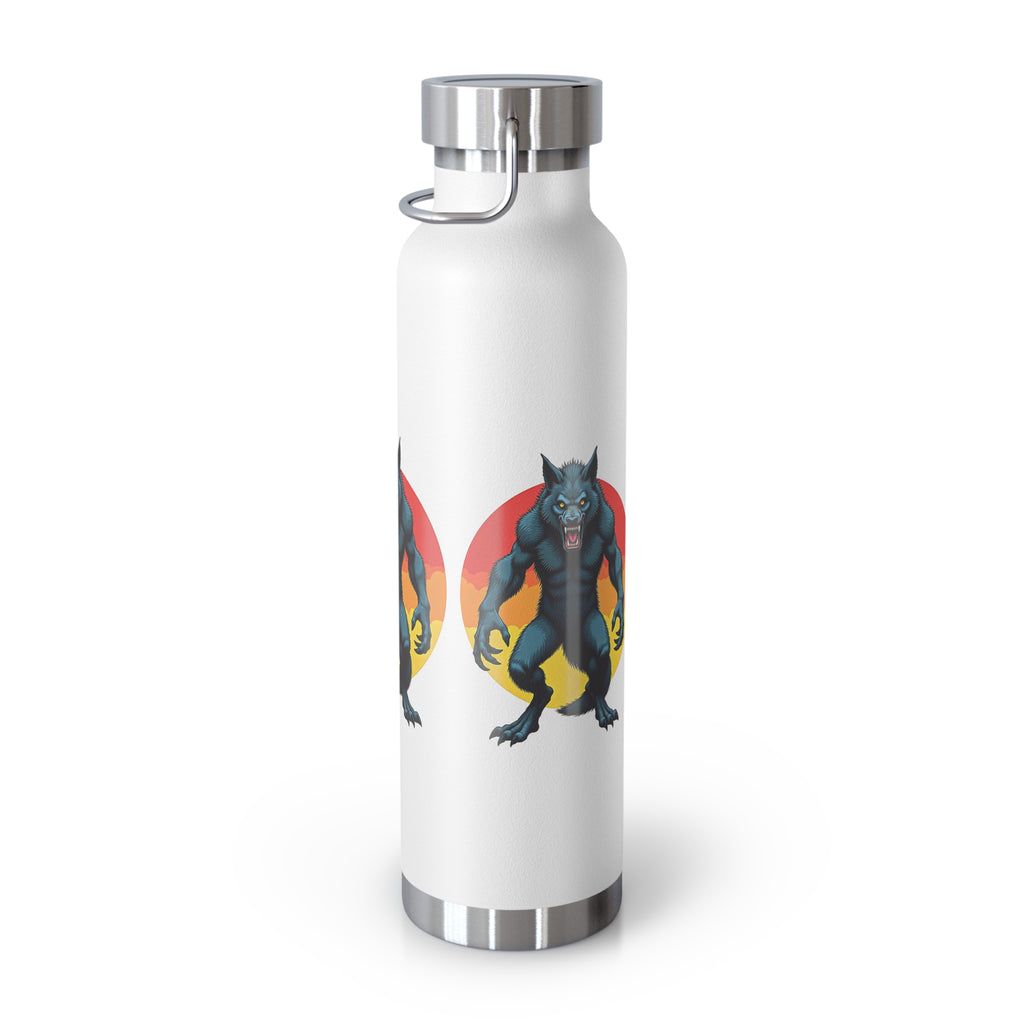 22oz Insulated Water Bottle — Retro Werewolf Graphic, Double-Wall Vacuum Flask