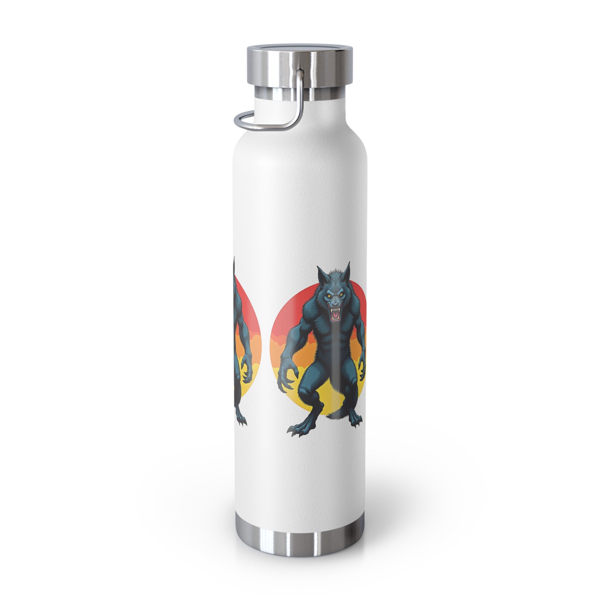 22oz Insulated Water Bottle — Retro Werewolf Graphic, Double-Wall Vacuum Flask