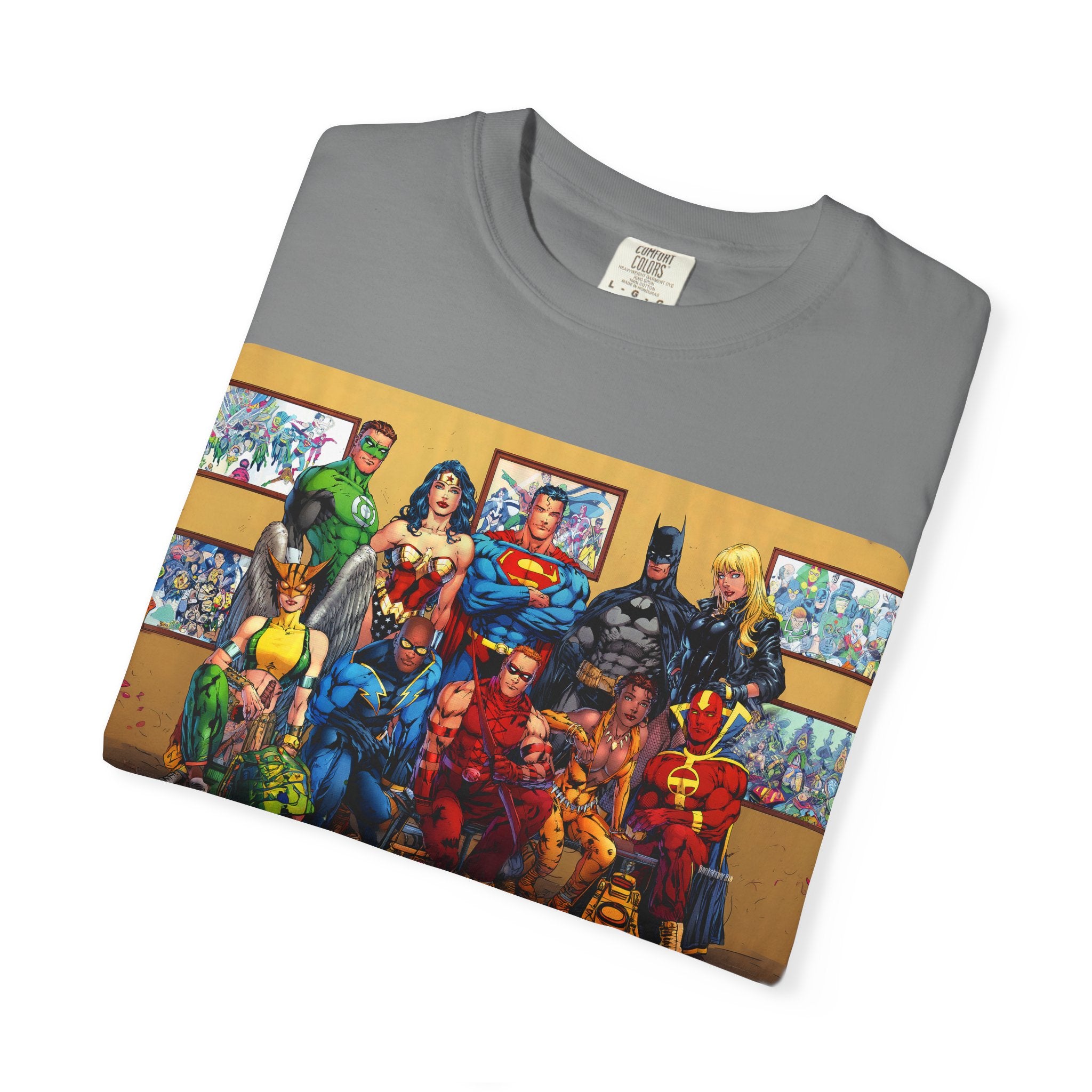 Superhero Team Photo T-Shirt — Vintage Comic Group Graphic Tee
