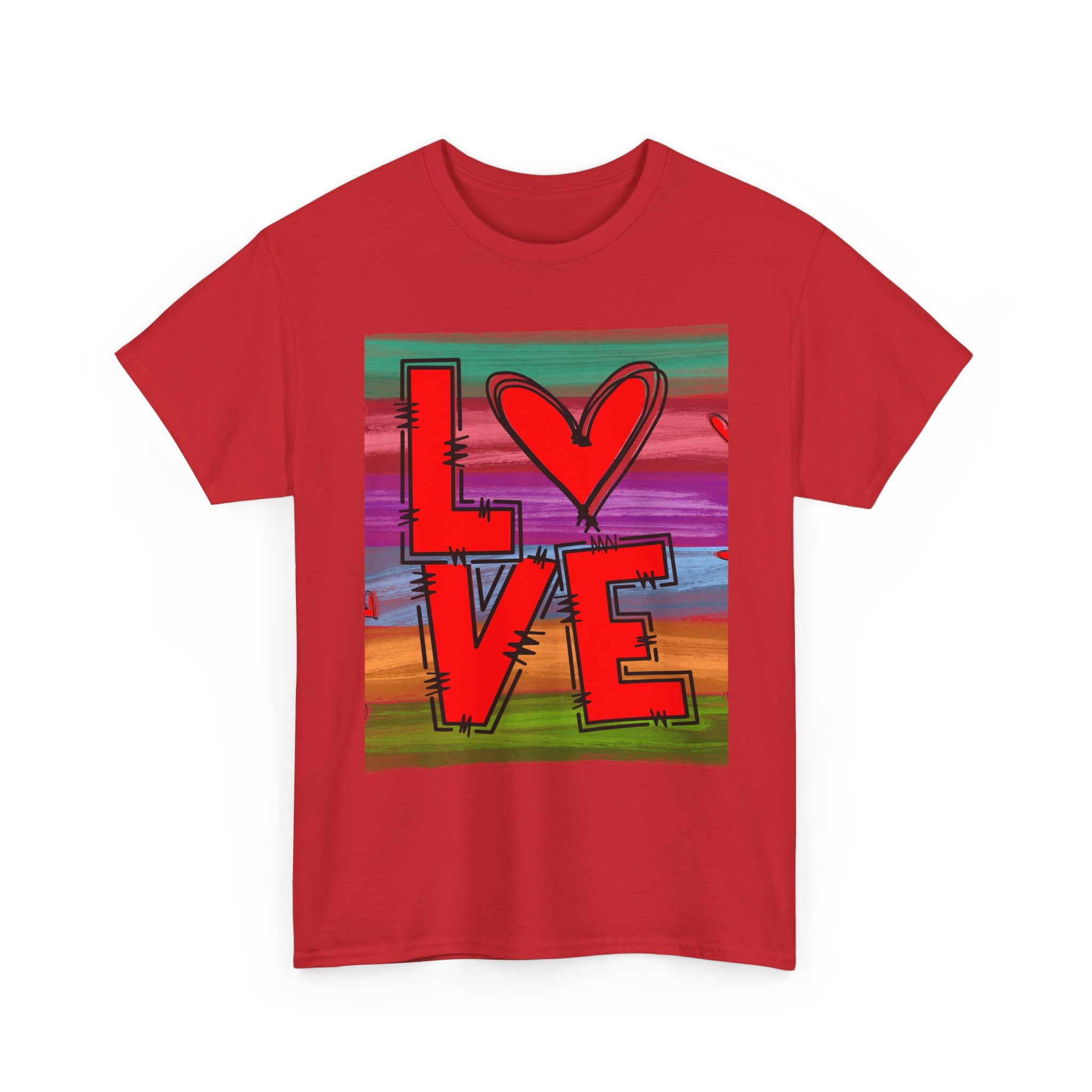 Love Heart Graphic Tee — Colorful Pop Art Valentine's T-Shirt
