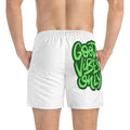 Swim Trunks — "Good Vibes Only" Green Graffiti Swim Shorts