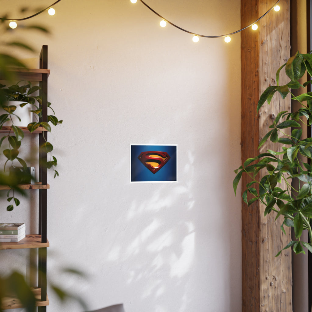 Superman Emblem Photo Art Poster — Retro Comic Logo Wall Print