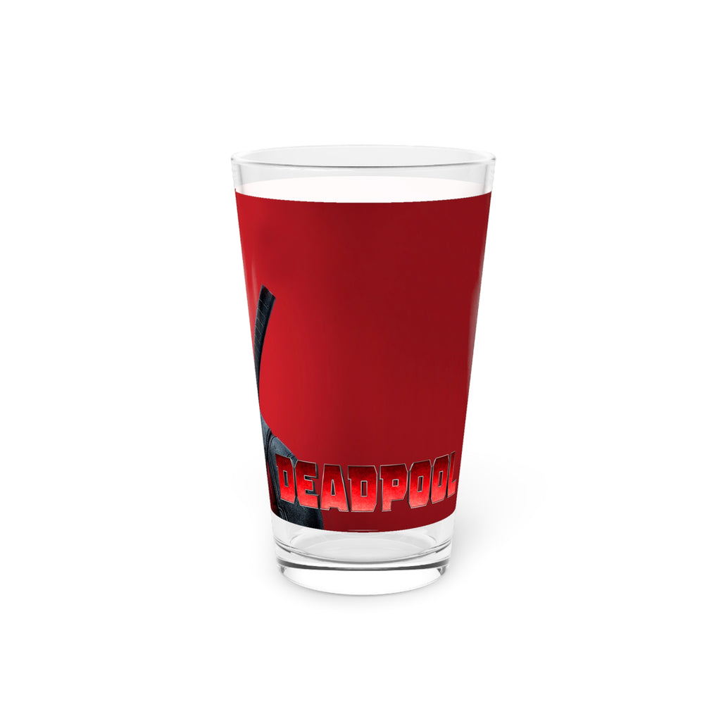 Superhero Pint Glass — Red Comic Character Beer Glass (16 oz)