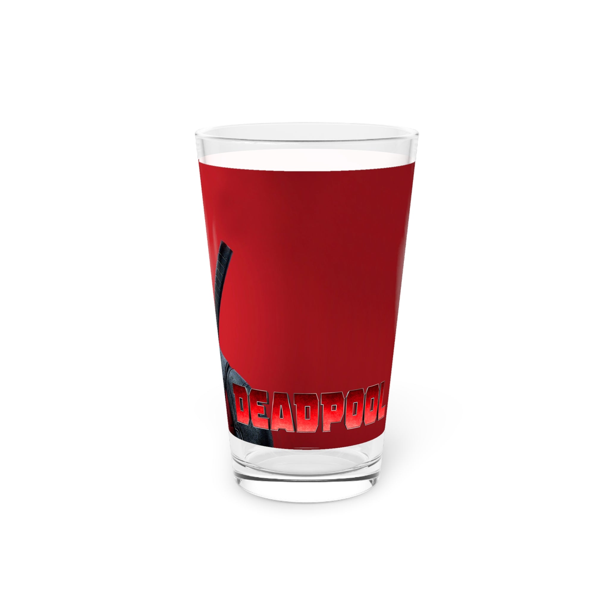 Superhero Pint Glass — Red Comic Character Beer Glass (16 oz)