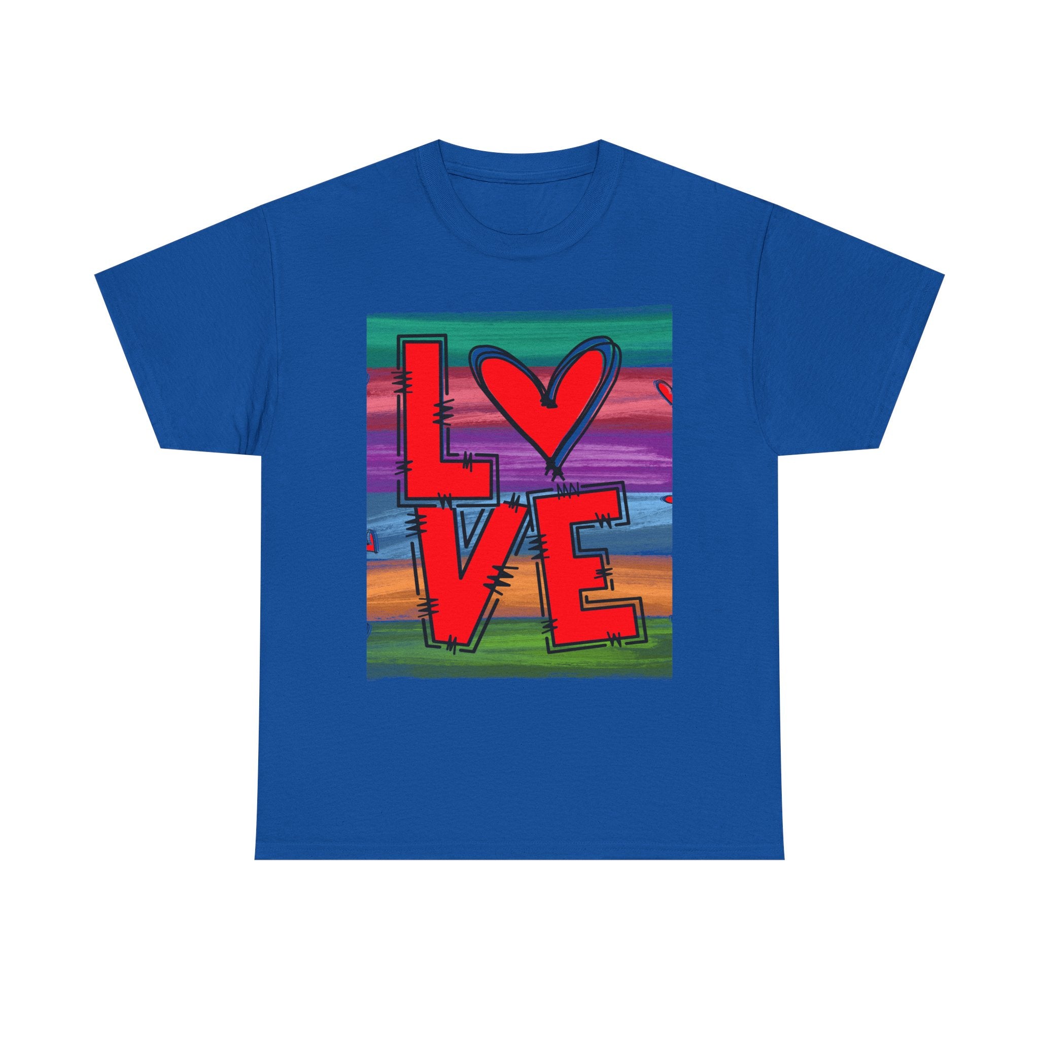 Love Heart Graphic Tee — Colorful Pop Art Valentine's T-Shirt