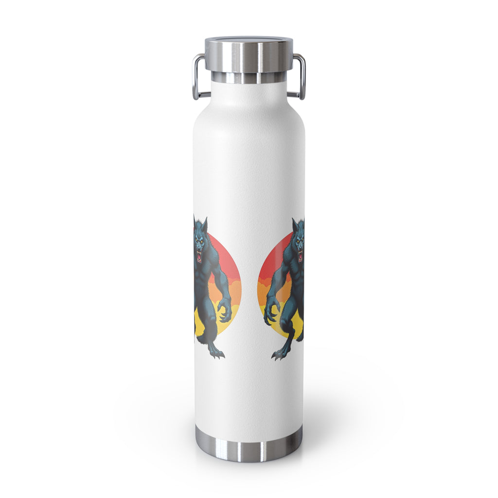 22oz Insulated Water Bottle — Retro Werewolf Graphic, Double-Wall Vacuum Flask