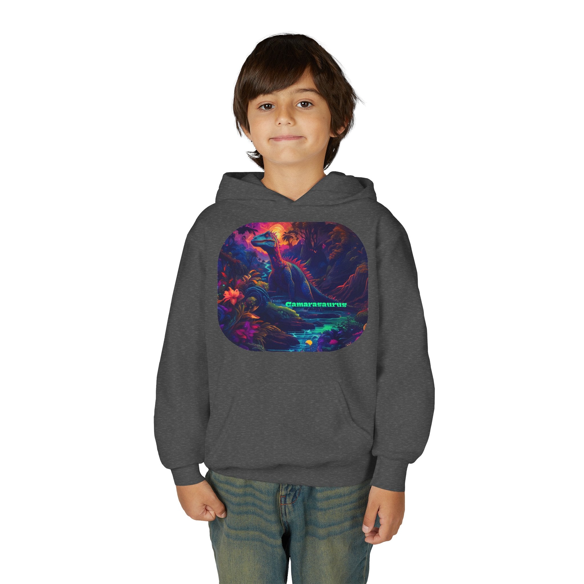 Youth Hoodie — Neon Cyber Jungle Graphic "CONSUMER"