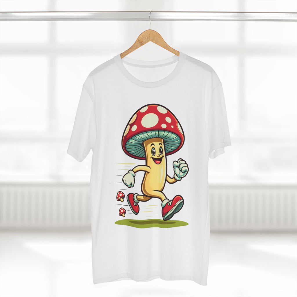 Happy Mushroom Running T-Shirt – Cute Retro Mushroom Character Tee