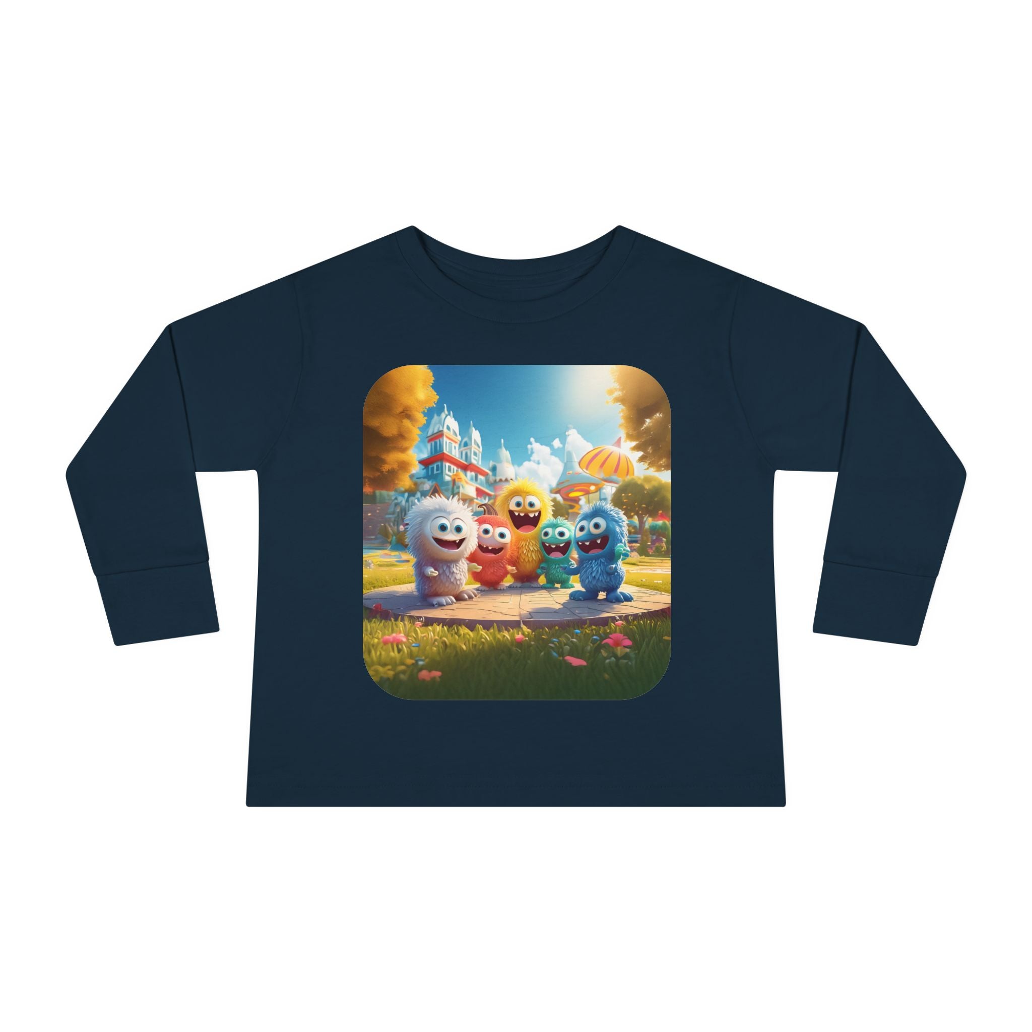 Toddler Tee — Colorful Cartoon Monster Friends Long Sleeve Shirt