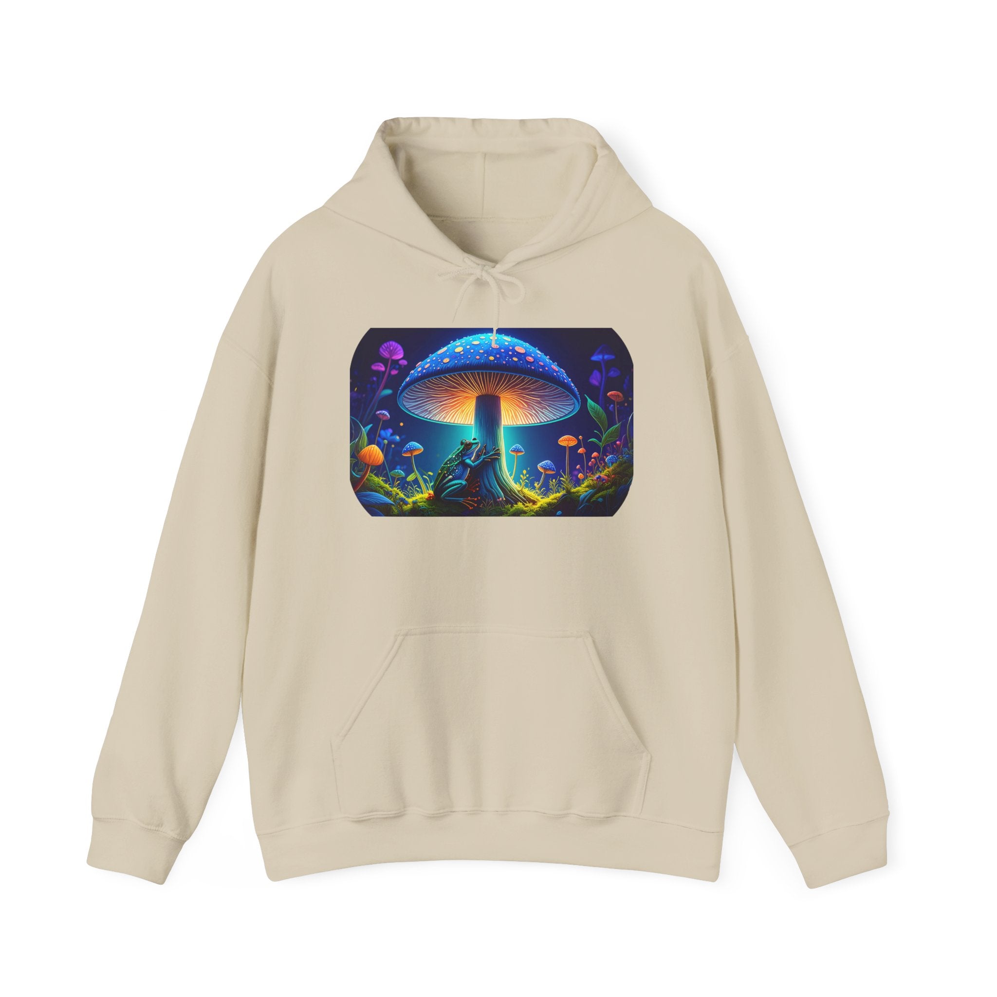 Psychedelic Mushroom Hoodie – Neon Fantasy Forest Graphic Sweatshirt