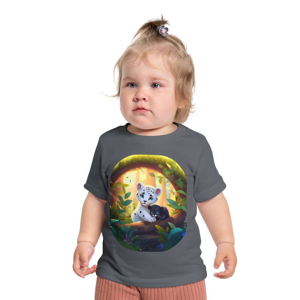 Baby T-Shirt — Forest Cub Illustration Cute Snow Leopard Print