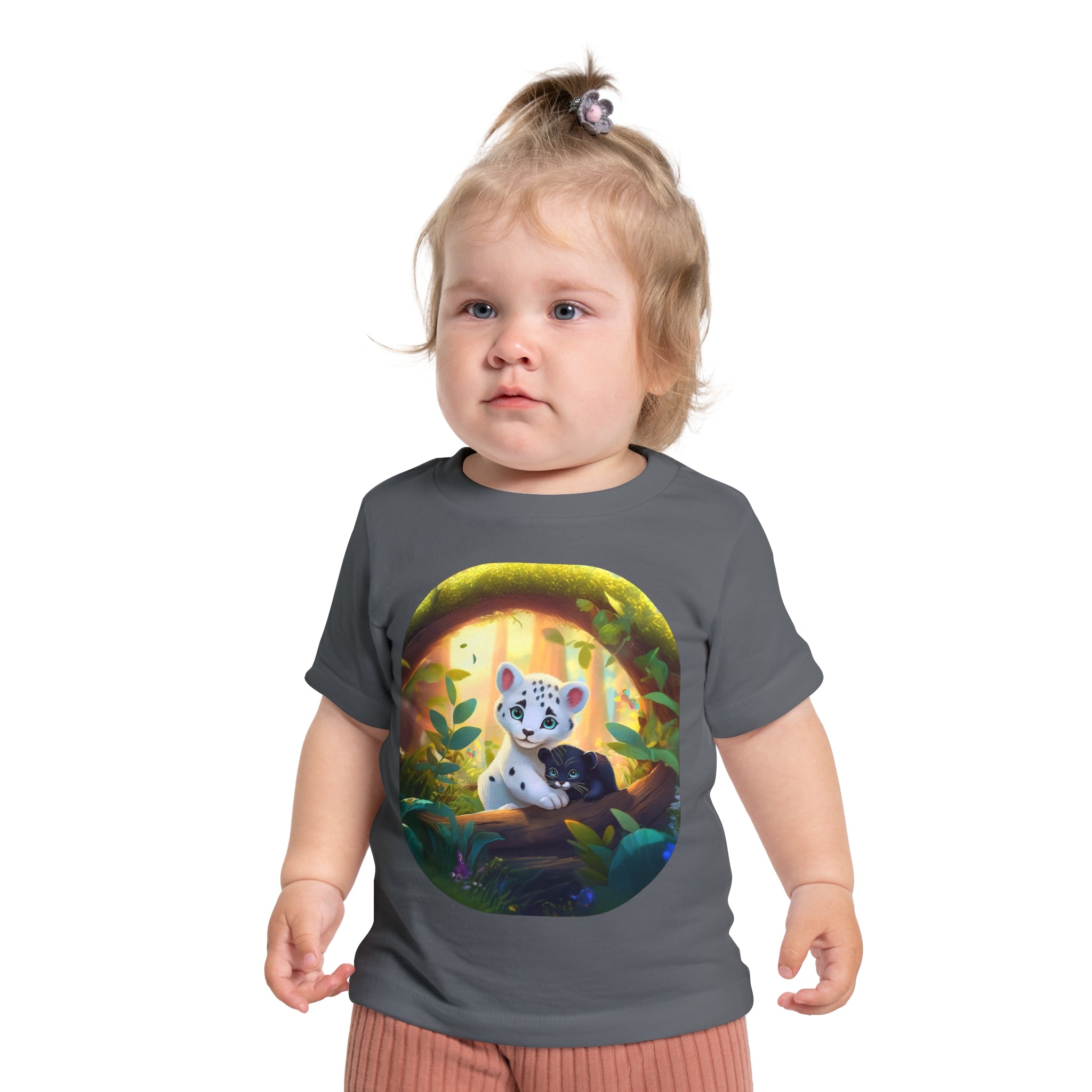 Baby T-Shirt — Forest Cub Illustration Cute Snow Leopard Print