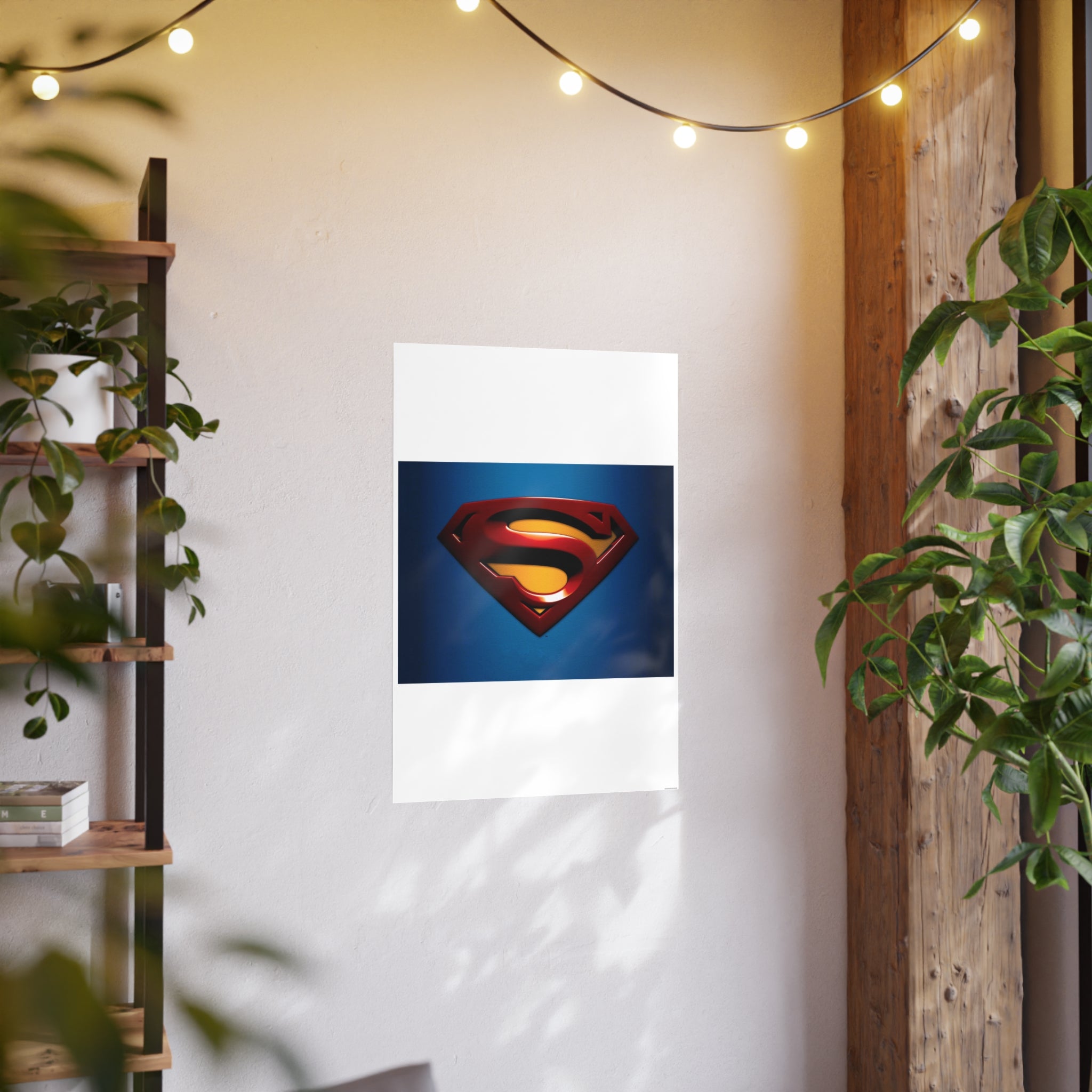 Superman Emblem Photo Art Poster — Retro Comic Logo Wall Print
