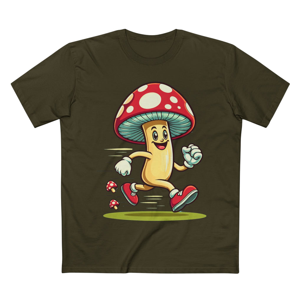 Happy Mushroom Running T-Shirt – Cute Retro Mushroom Character Tee