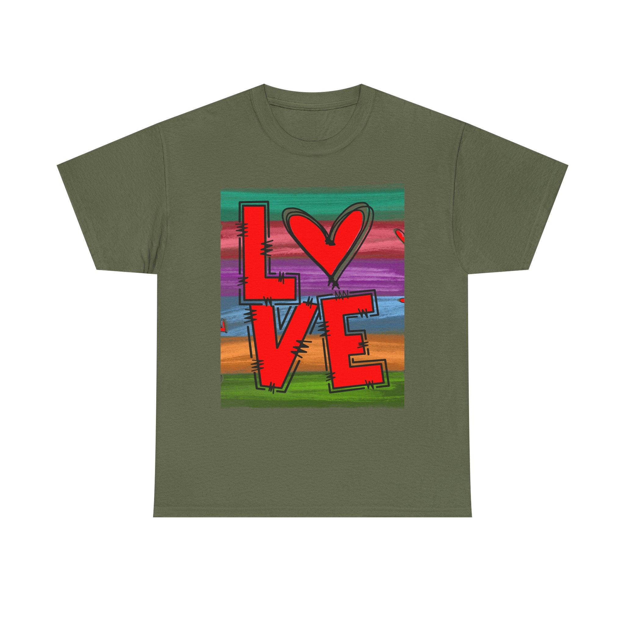Love Heart Graphic Tee — Colorful Pop Art Valentine's T-Shirt