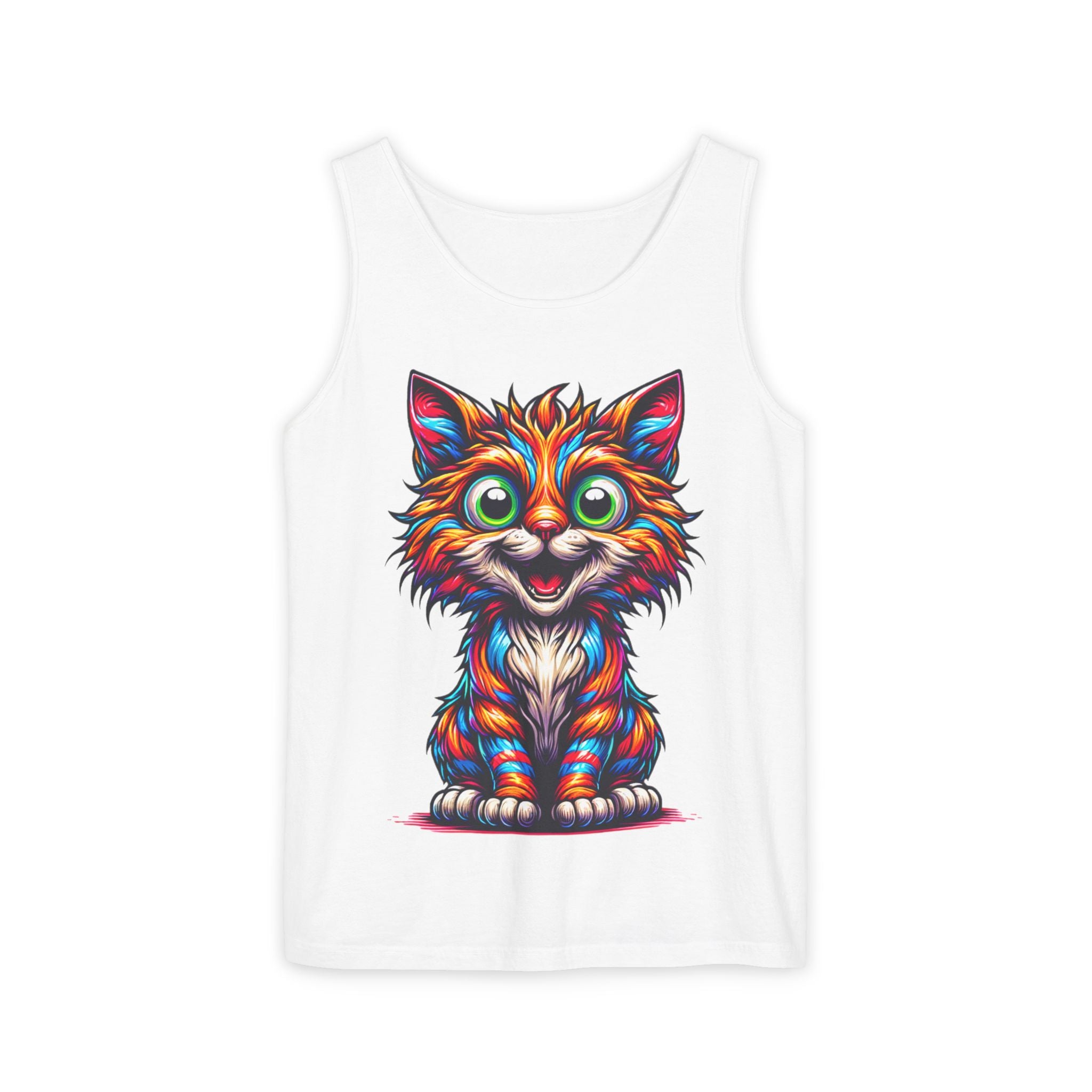 Psychedelic Cat Tank Top — Vibrant 1000-Color Art Print