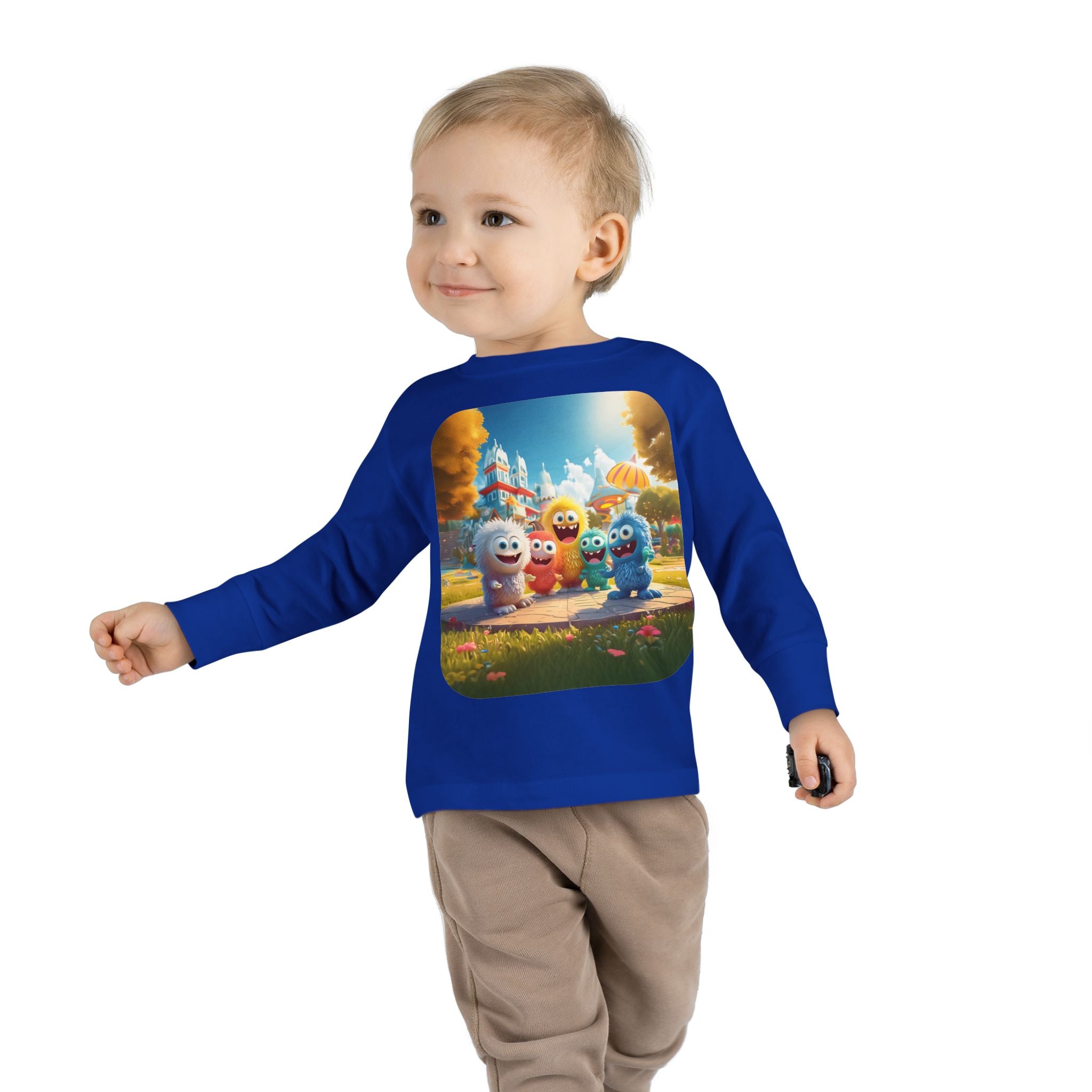 Toddler Tee — Colorful Cartoon Monster Friends Long Sleeve Shirt