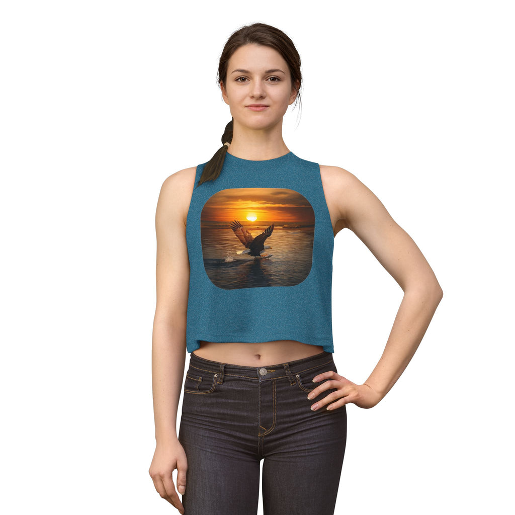 Sunset Seagull Crop Top – Beach Vibes Women's Tank