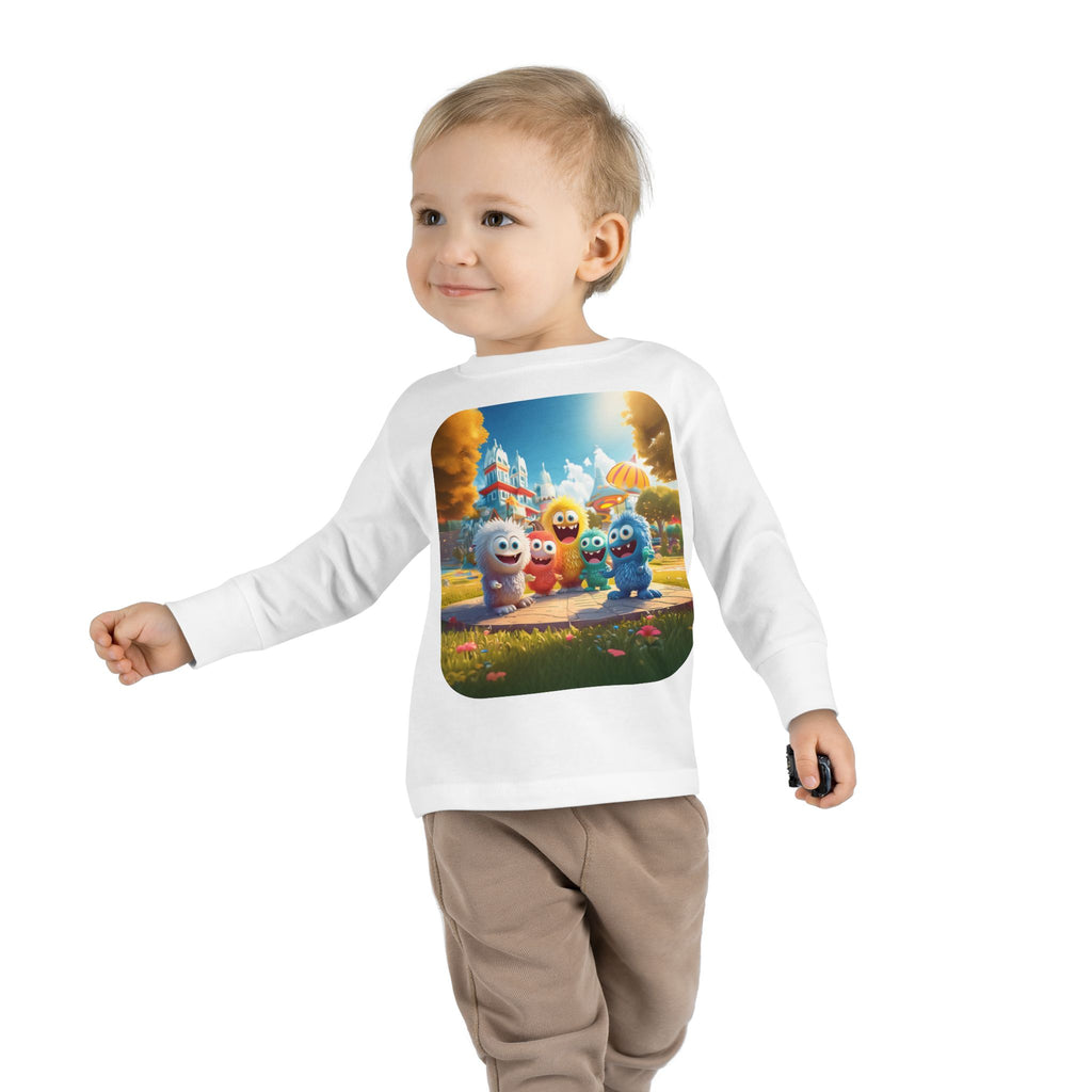 Toddler Tee — Colorful Cartoon Monster Friends Long Sleeve Shirt
