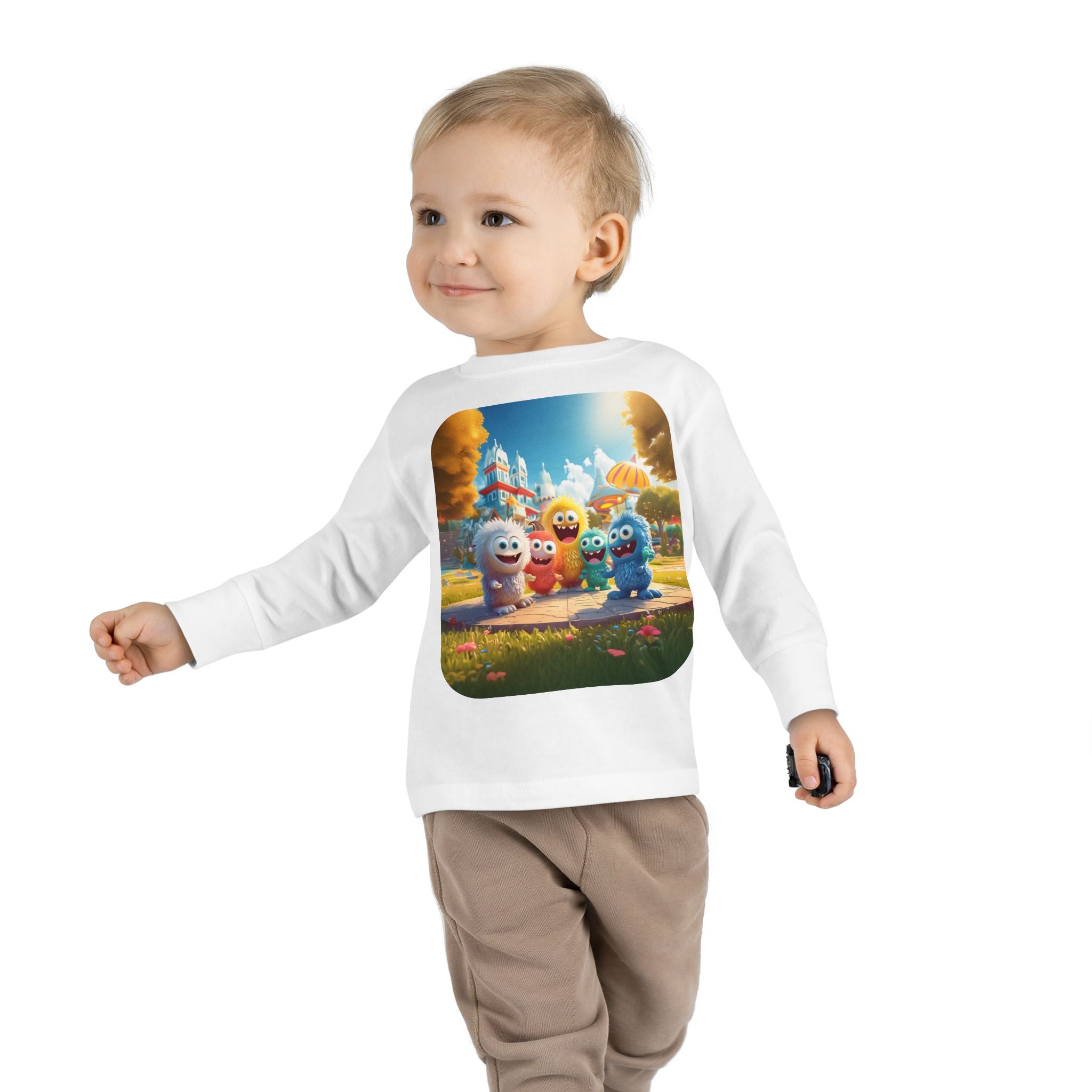 Toddler Tee — Colorful Cartoon Monster Friends Long Sleeve Shirt