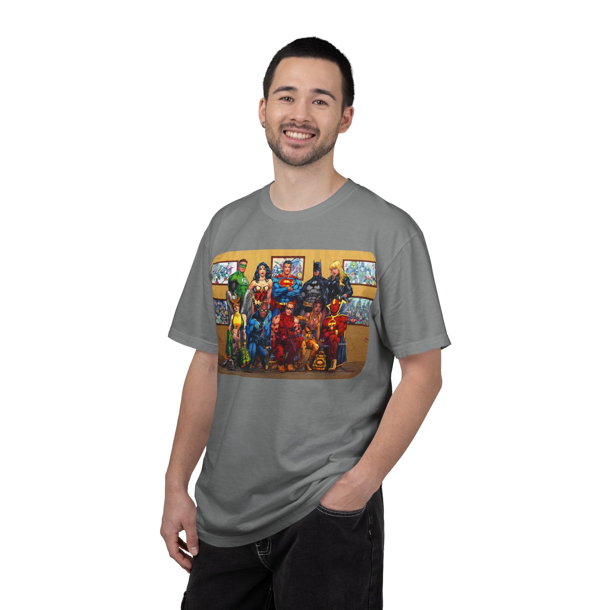 Superhero Team Photo T-Shirt — Vintage Comic Group Graphic Tee