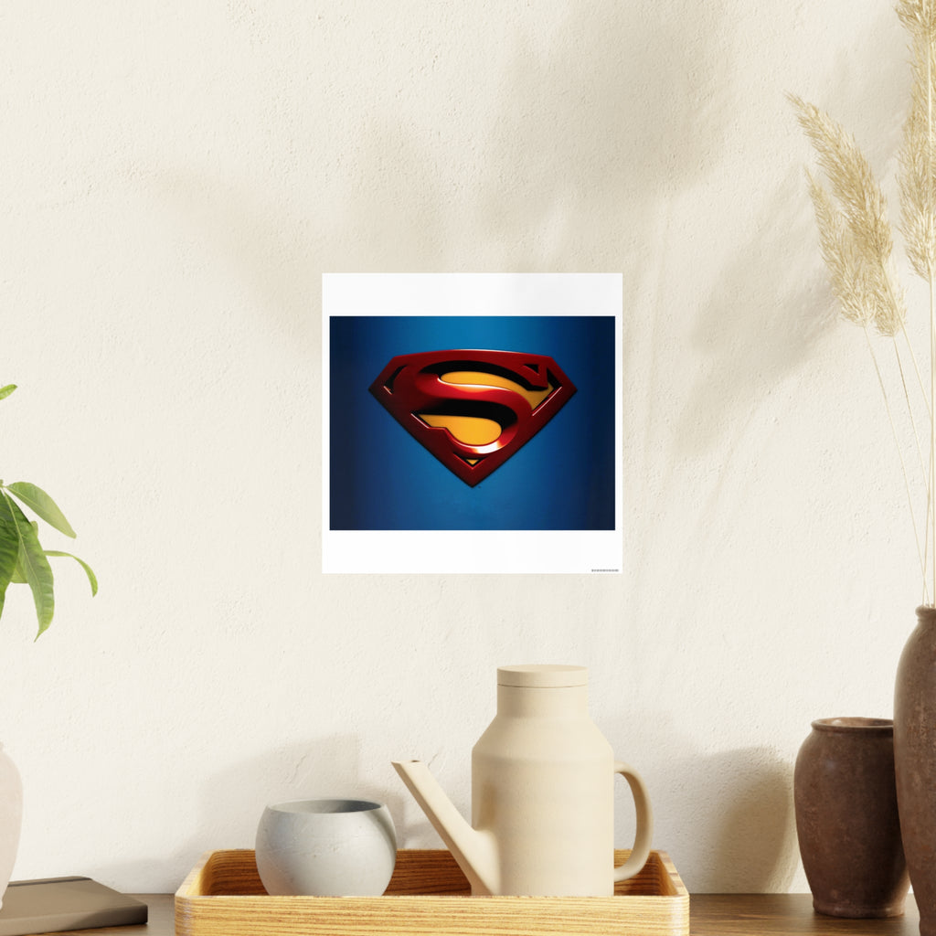 Superman Emblem Photo Art Poster — Retro Comic Logo Wall Print