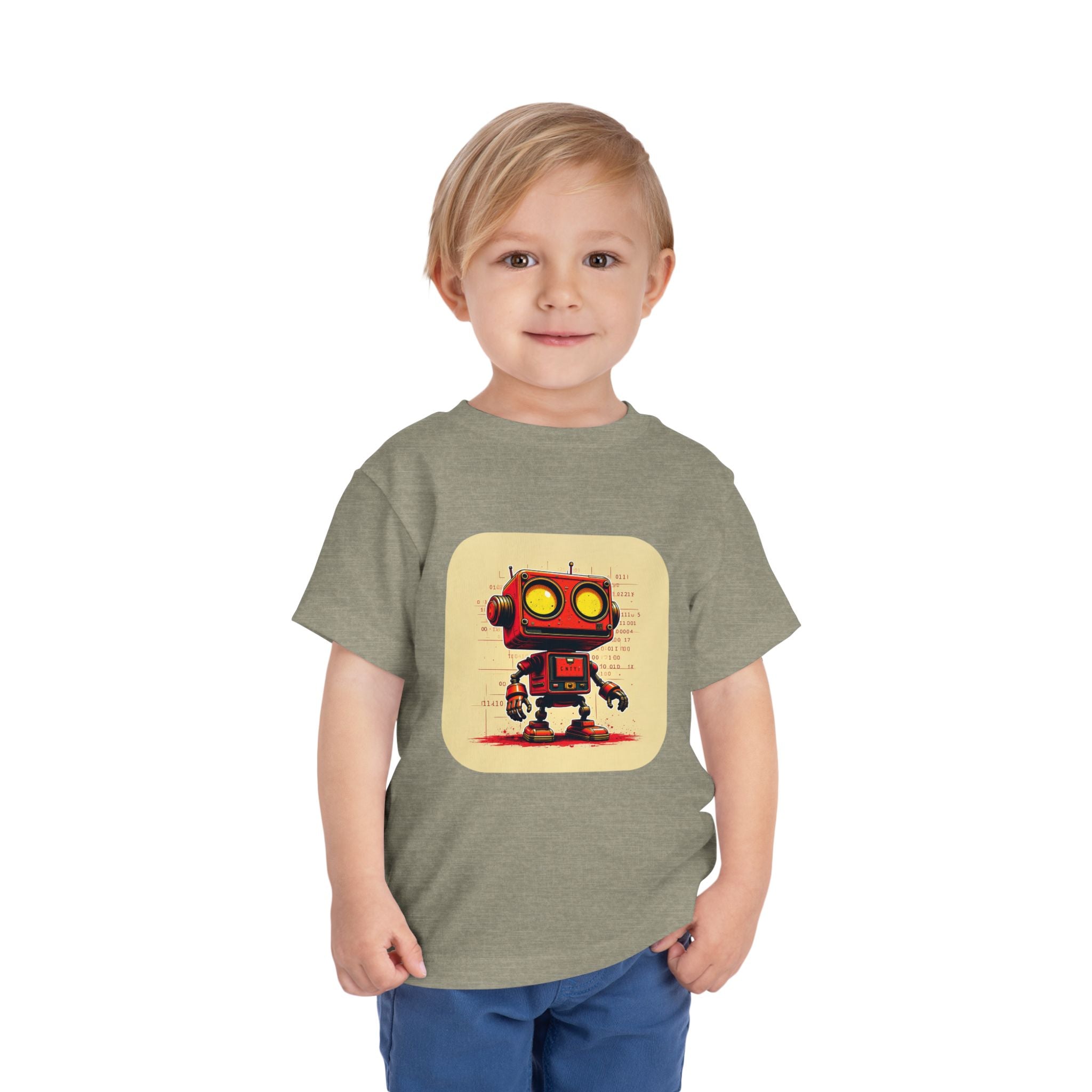 Retro Red Robot Toddler Tee — Cute Vintage Robot Graphic Shirt