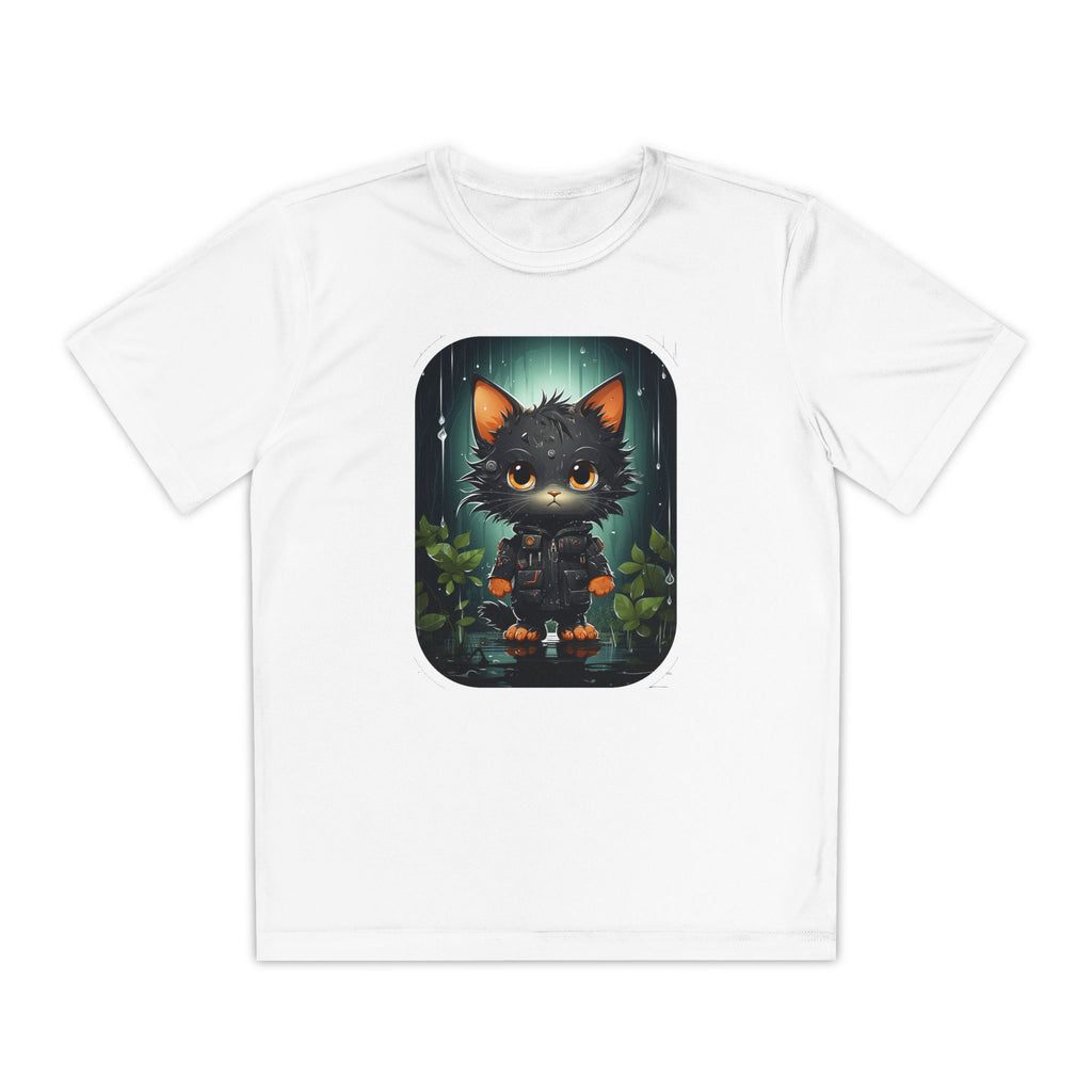 Youth Black Cat Competitor Tee — Cute Forest Kitten Graphic Shirt
