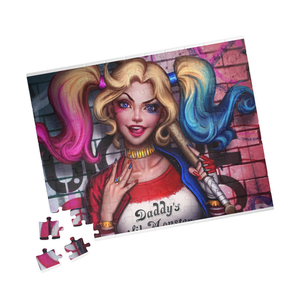 Harlequin Girl Pop Art Puzzle — 'Daddy's Lil Monster' Character Jigsaw