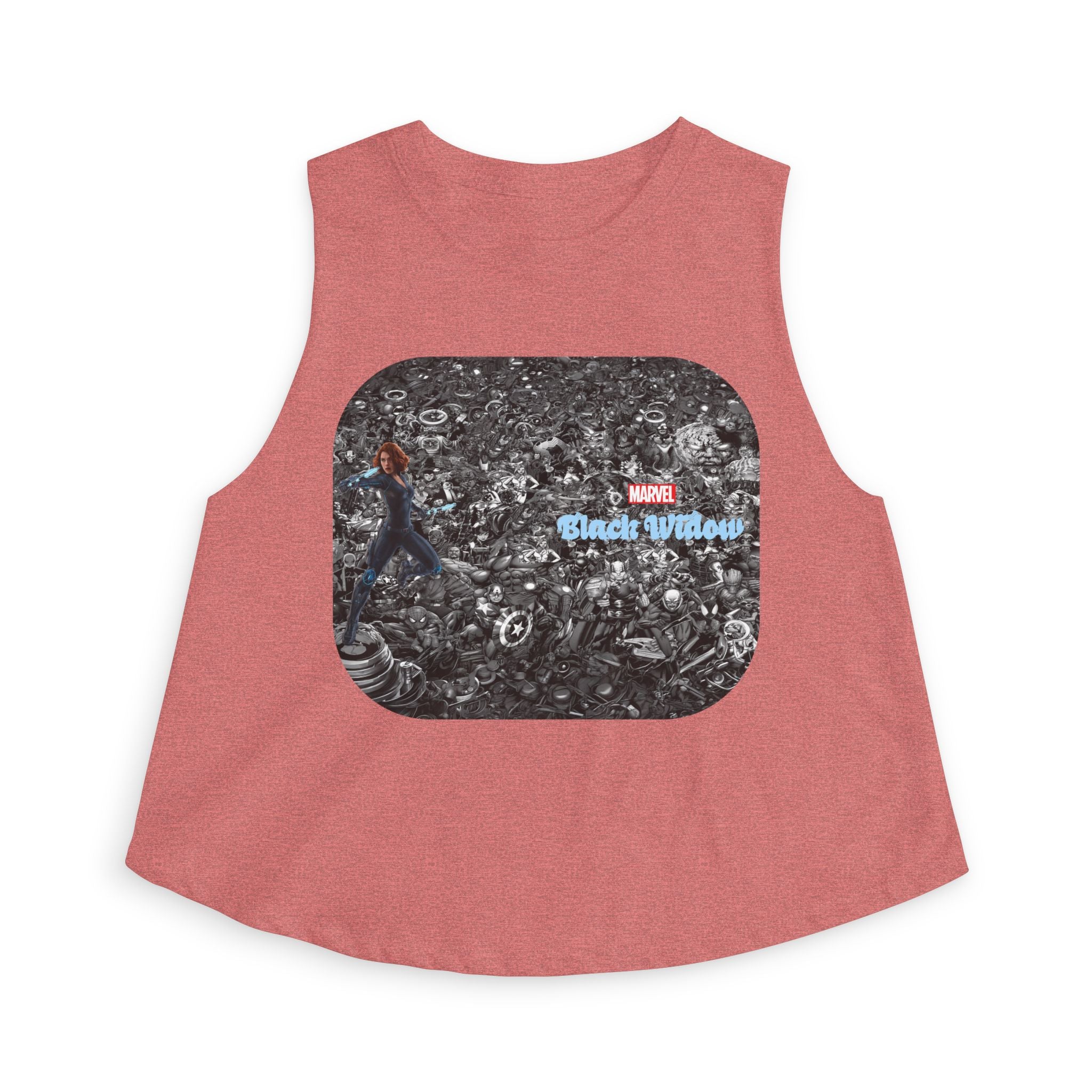 Black Widow Marvel Crop Top — Vintage Comic Collage Women’s Tank