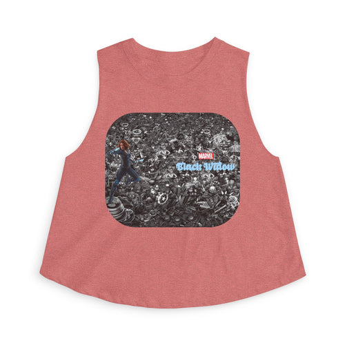 Black Widow Marvel Crop Top — Vintage Comic Collage Women’s Tank