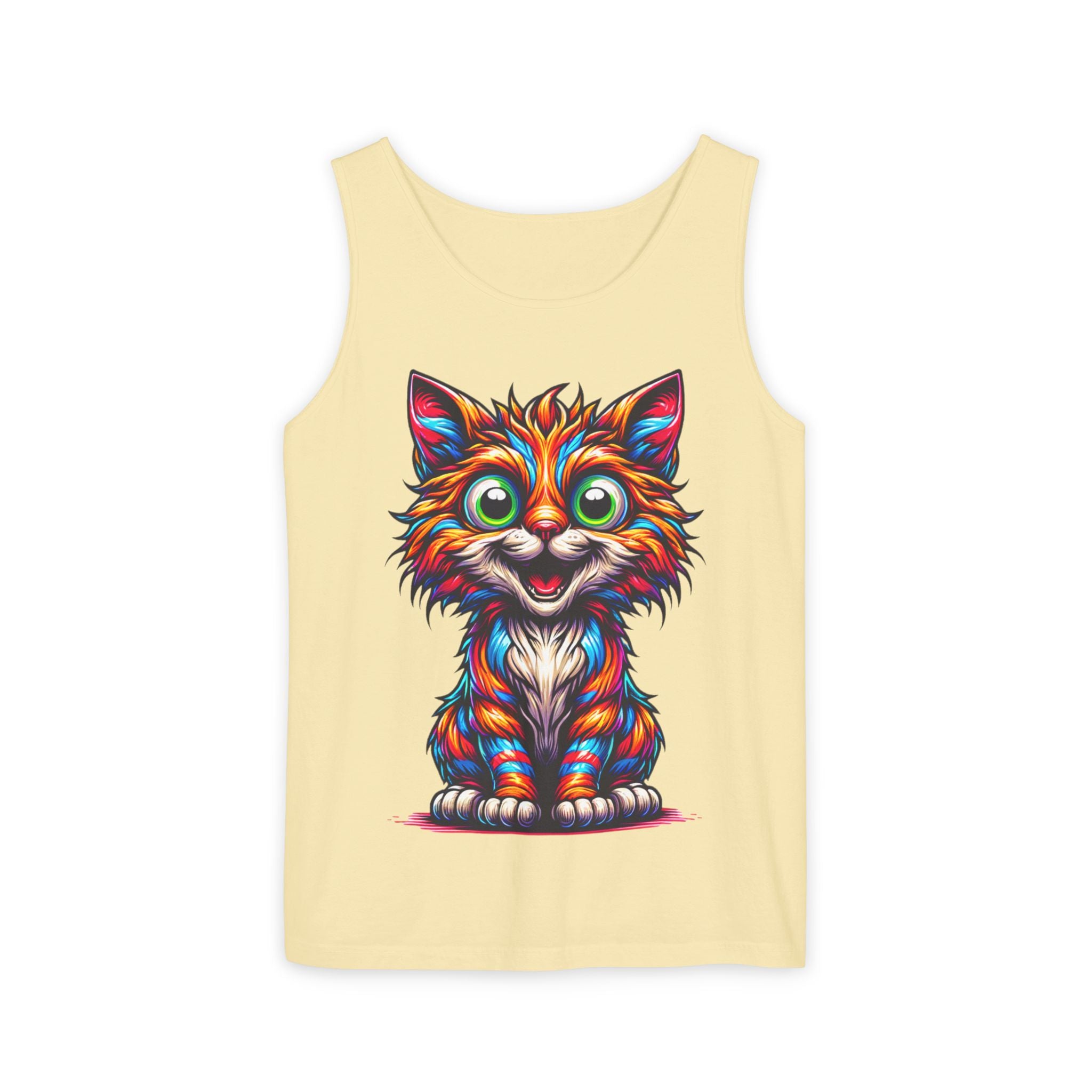 Psychedelic Cat Tank Top — Vibrant 1000-Color Art Print