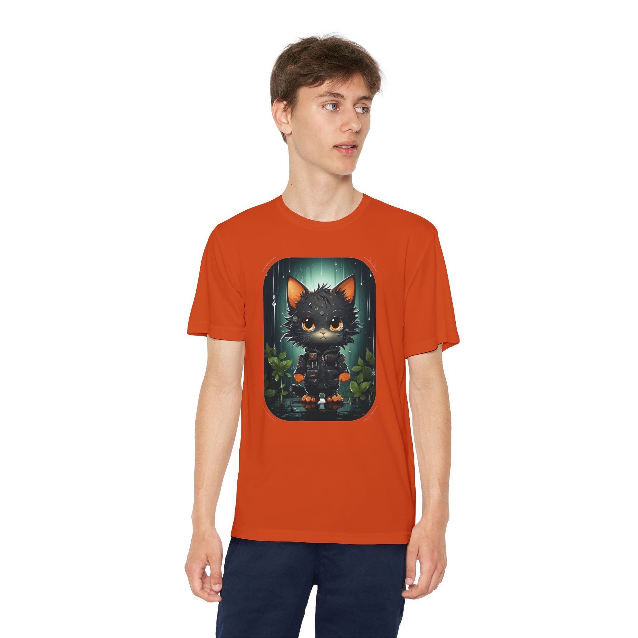 Youth Black Cat Competitor Tee — Cute Forest Kitten Graphic Shirt